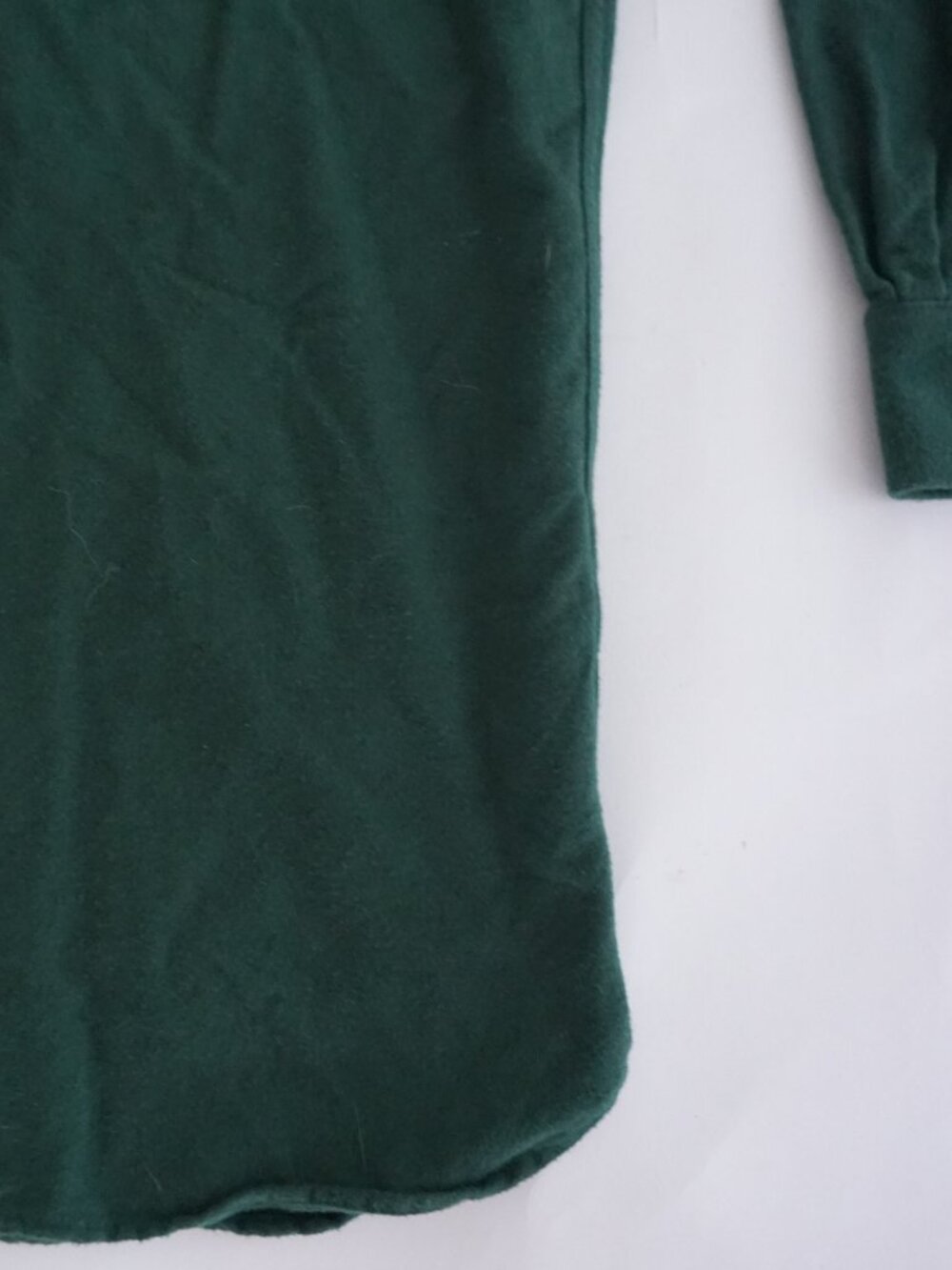 Vintage LL Bean Green Solid Button Front Flannel Shirt Traditional Workwear L - Picture 5 of 11